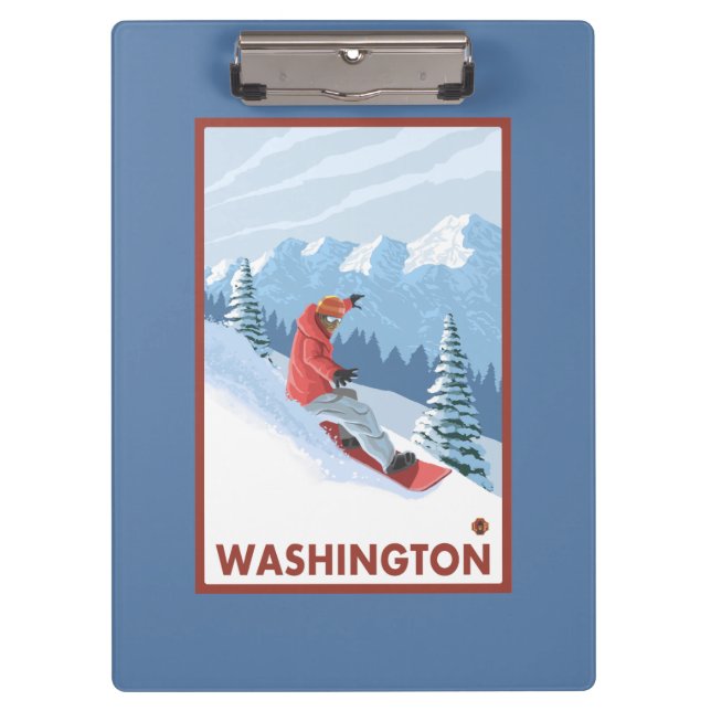 Snowboarder Scene - Washington Clipboard (Front)