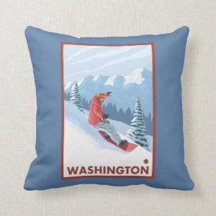 Snowboarder Scene - Washington Cushion