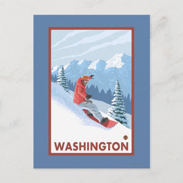 Snowboarder Scene - Washington Postcard (Front)