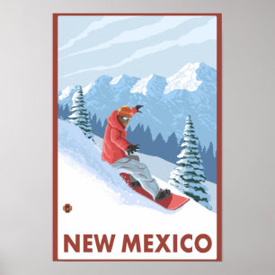 Snowboarder SceneNew Mexico Poster