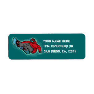 Snowboarder shred return address labels