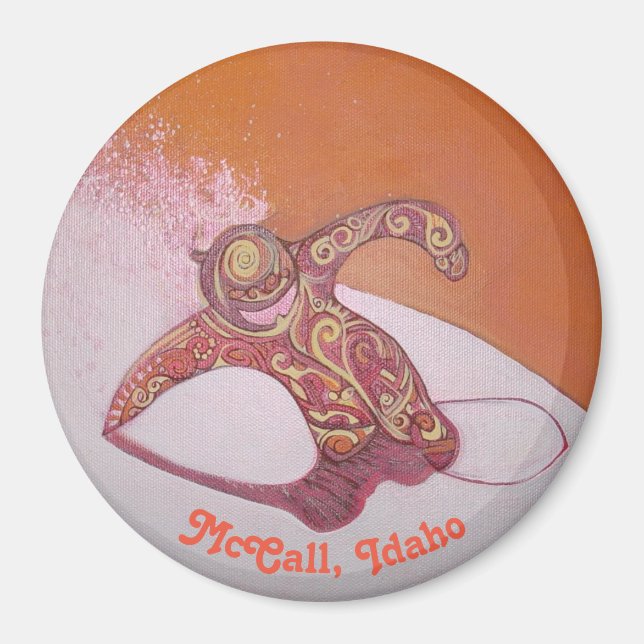 Snowboarder shredding some pow magnet (Front)