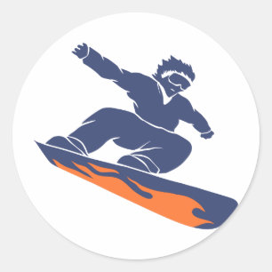 Snowboarder silhouette - Choose background colour Classic Round Sticker