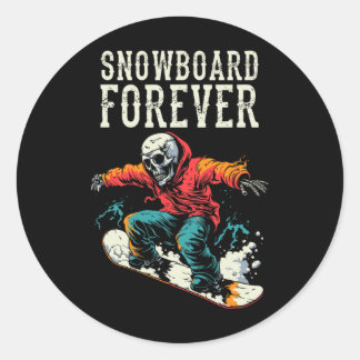 Snowboarder Skeleton - Snowboarding Winter Sports Classic Round Sticker