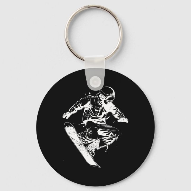 Snowboarder Sketch Alpine Snowboarding  Key Ring (Front)