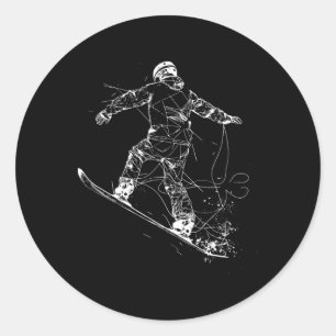 Snowboarder Sketch Snowboarding Slope  Classic Round Sticker