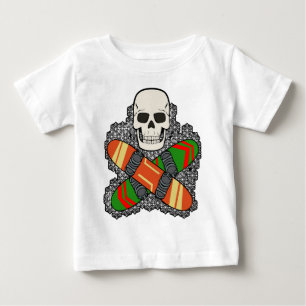 Snowboarder Skull Jolly Roger Pirate Flag Design Baby T-Shirt