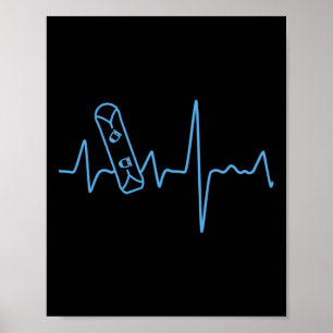 Snowboarder Snowboarding Heartbeat Winter Ski Spor Poster