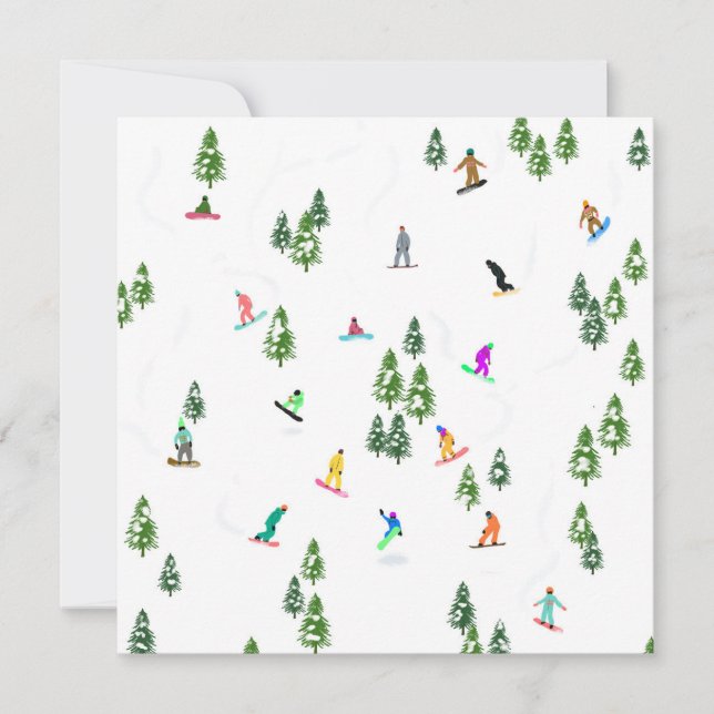  Snowboarder Snowboarding Illustration Card (Front)