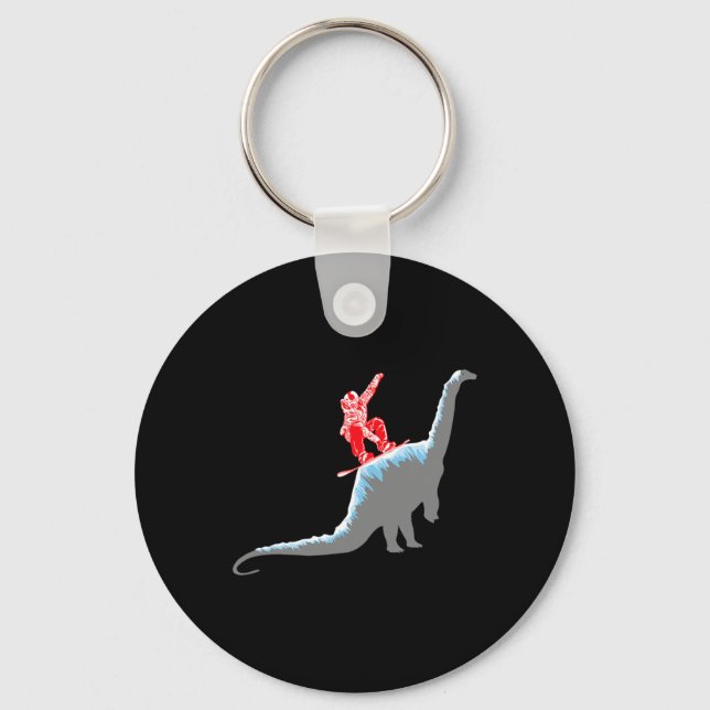 Snowboarder Snowboarding Mountain Snowboard Dinosa Key Ring (Front)