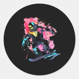 Snowboarder Snowboarding Slopestyle  Classic Round Sticker