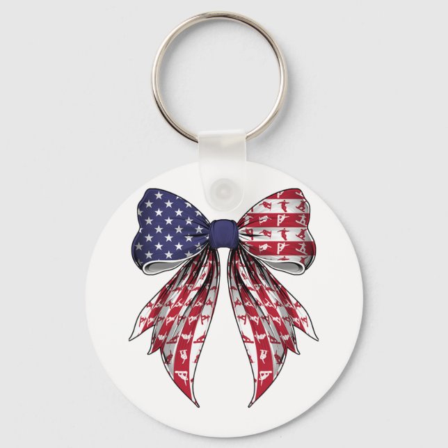 Snowboarder Snowboarding Snowboard 4th Of July Ame Key Ring (Front)