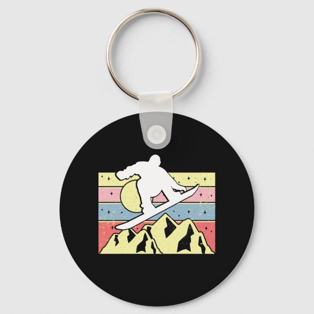 Snowboarder Snowboarding Snowboard Retro Key Ring (Front)