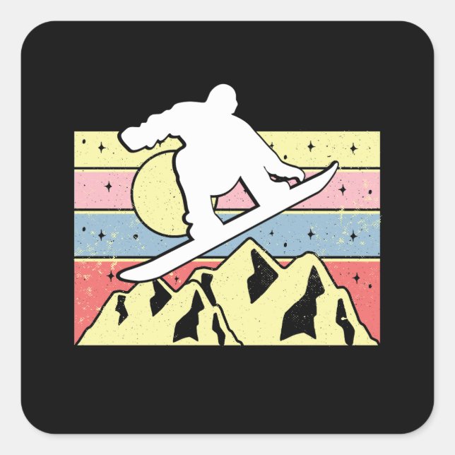 Snowboarder Snowboarding Snowboard Retro Square Sticker (Front)