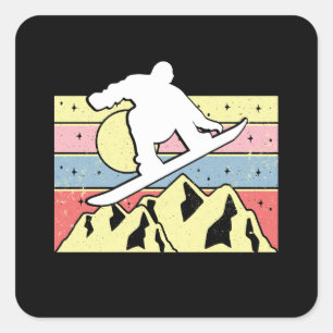 Snowboarder Snowboarding Snowboard Retro Square Sticker
