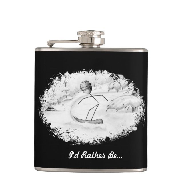 Snowboarder Stickman Flask (Front)