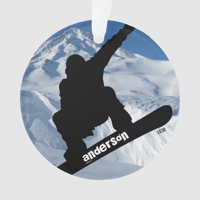 Snowboarder Winter Mountain Photo Year Christmas  Ornament (Front)