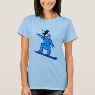 Snowboarder with a Cat Balancing Act T-Shirt