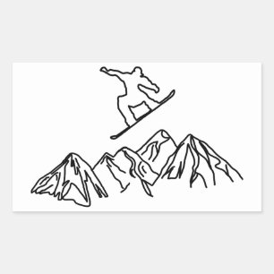 snowboarders in the mountains, 02, rectangular sticker