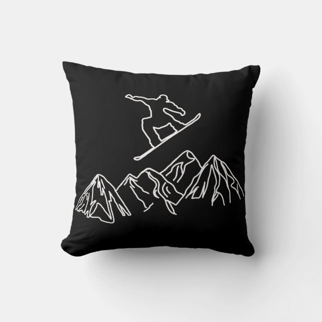 Snowboarders in the mountains cushion (Front)