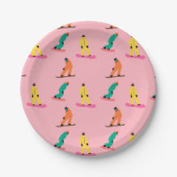 Snowboarders Winter Illustration Snowboard Pink
