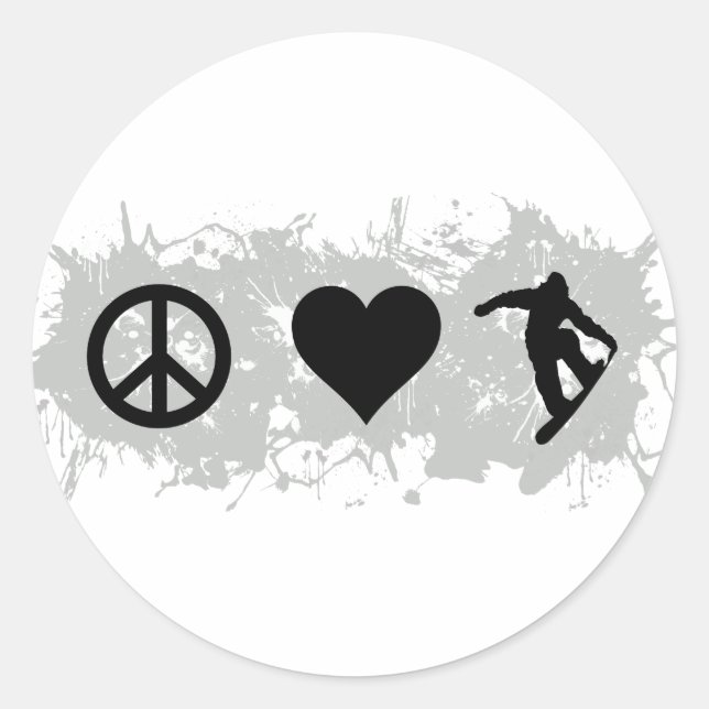 Snowboarding 3 classic round sticker (Front)