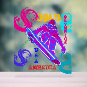 SNOWBOARDING ACRYLIC SIGN