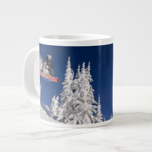 Snowboarding action at Whitefish Mountain Resort Large Coffee Mug