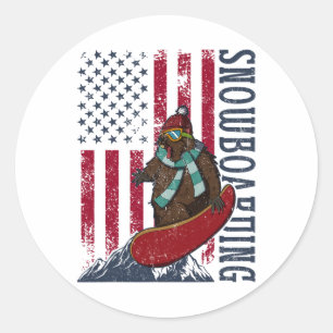Snowboarding Activity Outdoor Mountain Skiing Recr Classic Round Sticker