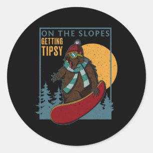 Snowboarding Activity Outdoor Mountain Skiing Recr Classic Round Sticker