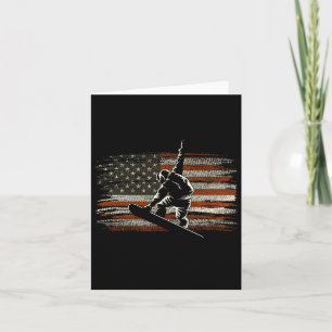 Snowboarding American Flag For Snowboarder Skiing Card