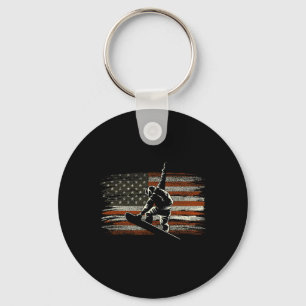 Snowboarding American Flag For Snowboarder Skiing Key Ring