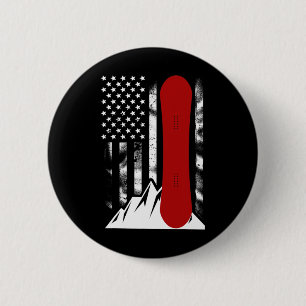 Snowboarding American Flag Skiing Snowboard For Wo 6 Cm Round Badge