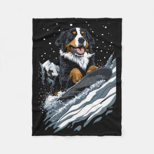 Snowboarding Animals- Bernese Mountain Dog On A Sn Fleece Blanket