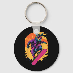 Snowboarding Animals- Donkey On A Snowboard Snowbo Key Ring