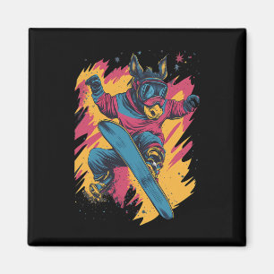 Snowboarding Animals- Donkey On A Snowboard Snowbo Magnet