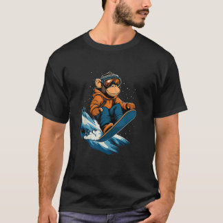 Snowboarding Animals Monkey on a Snowboard Snowboa T-Shirt