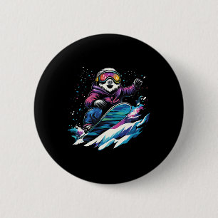 Snowboarding Animals- Sloth On A Snowboard Snowboa 6 Cm Round Badge
