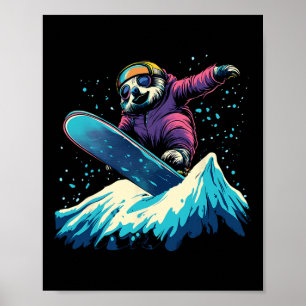 Snowboarding Animals- Sloth On A Snowboard Snowboa Poster