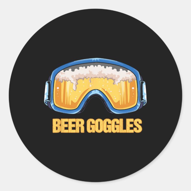 Snowboarding - Beer Goggles - Ski Mountain  Classic Round Sticker (Front)