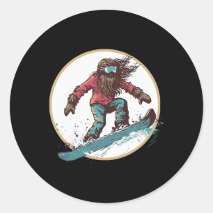 Snowboarding Bigfoot Shred Snow Squatch  Classic Round Sticker