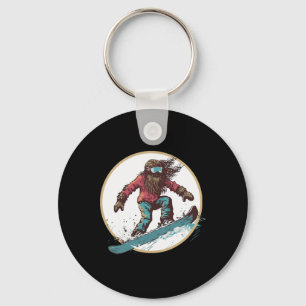 Snowboarding Bigfoot Shred Snow Squatch Key Ring