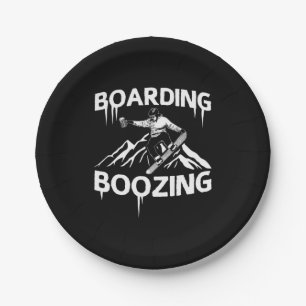 Snowboarding Boozing Paper Plate