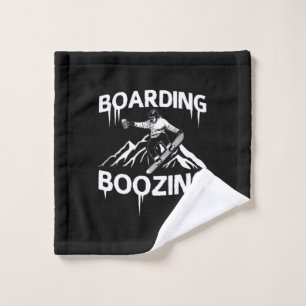 Snowboarding Boozing Wash Cloth