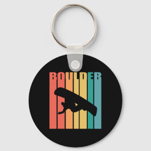 Snowboarding Boulder Colorado 70s Silhouette Gift Key Ring