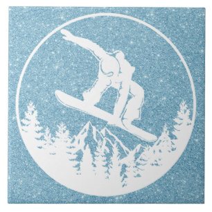 Snowboarding Ceramic Tile