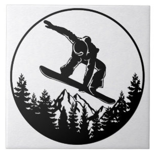 Snowboarding Ceramic Tile