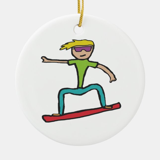 Snowboarding Ceramic Tree Decoration (Front)
