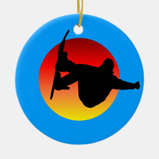 snowboarding ceramic tree decoration (Front)