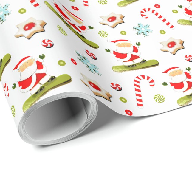 Snowboarding Christmas Holiday Gift Wrapping Paper (Roll Corner)